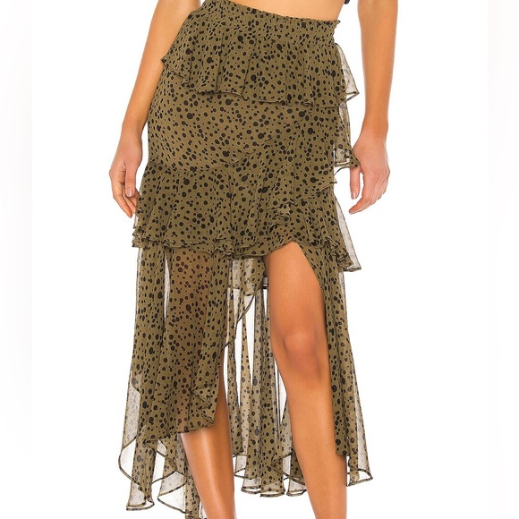 Misa Los Angeles Dresses & Skirts - MISA Los Angeles Kiana Skirt in Green Dot Size Small